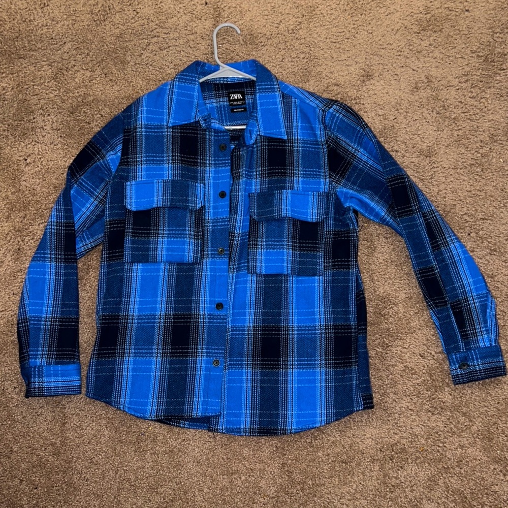 Long sleeve, black and blue flannel- never worn, like new